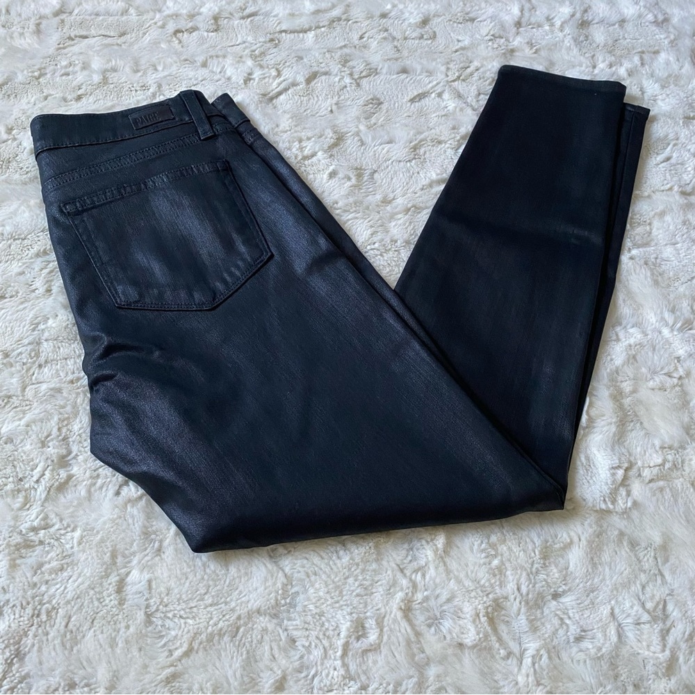 Paige Women's Black Faux Leather Verdugo Ankle Jeans Size 28